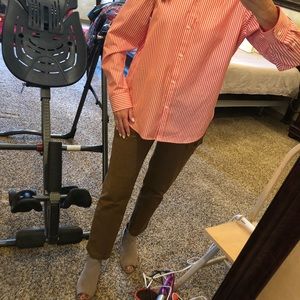 Women’s shirt, orange stripe.  Size L.  CHAPS